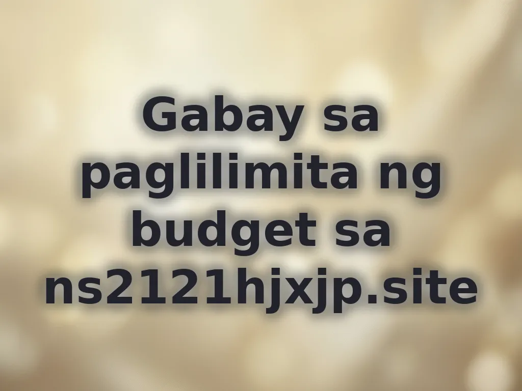 Budget management guide